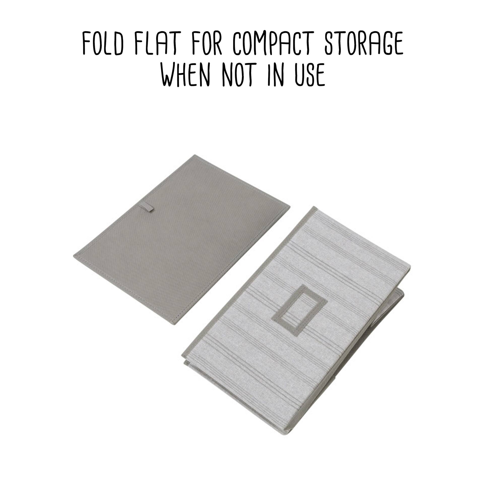 Honey Can Do Gray Stripes Large Collapsible Fabric Storage Bins with Handles, 3ct.